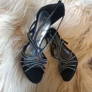 Fioni Night Black Crystal Heels